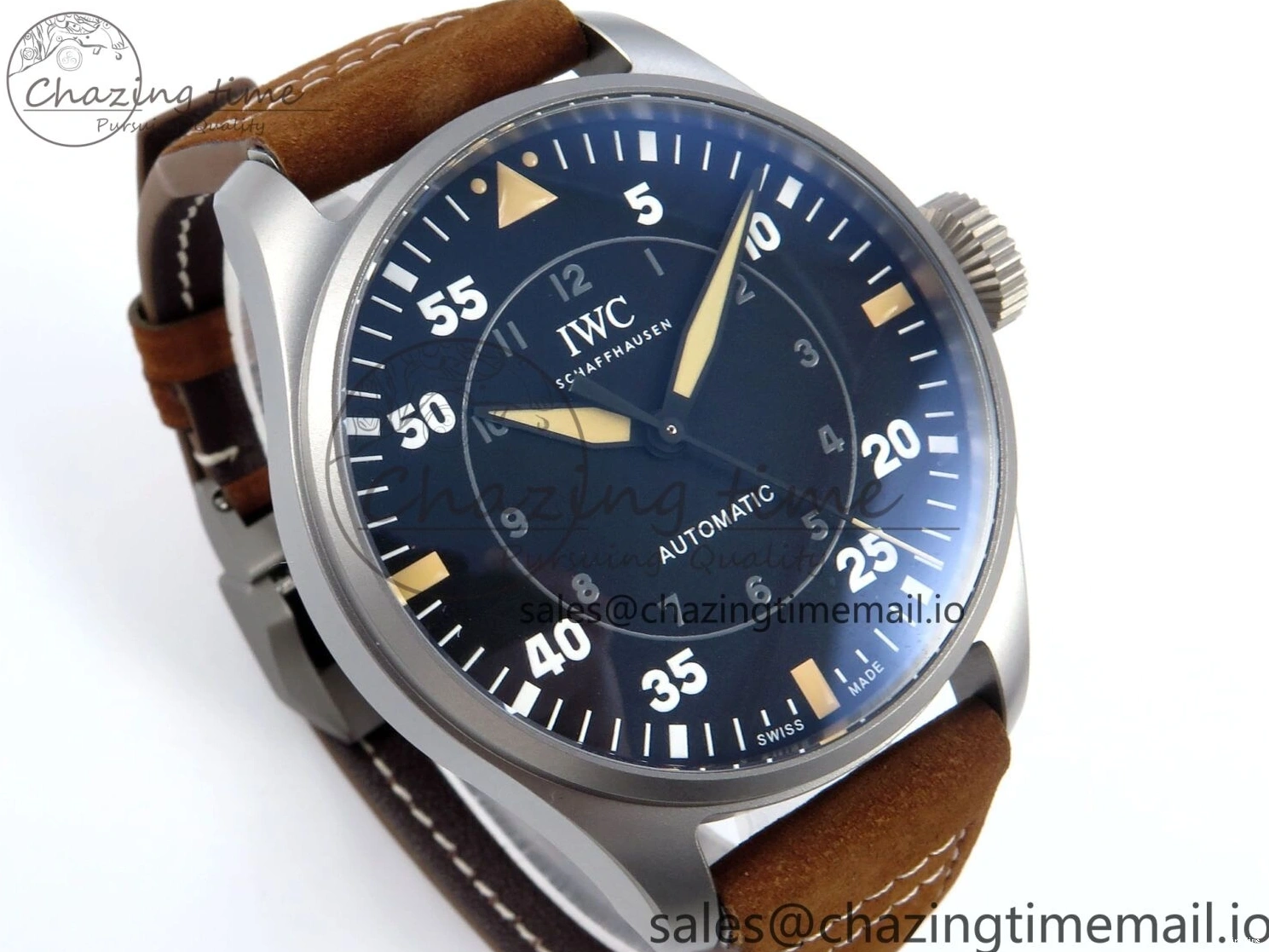 MIROTIME 0504 Big Pilot IW329701 M+F 1:1 Best Edition Black Dial on Brown Leather Strap MY RelaxedFit 7005